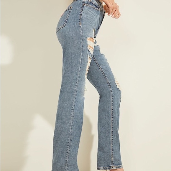 New GUESS Abrasion detail relaxed-fit denim Jeans SZ 27 - Picture 8 of 10